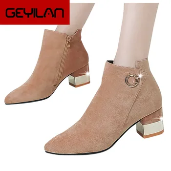 

Winter High Heel ugly Women Boots Short Ankle Booties Shoes High Quality Ladies Ankle Boots Party Women Boots Winter