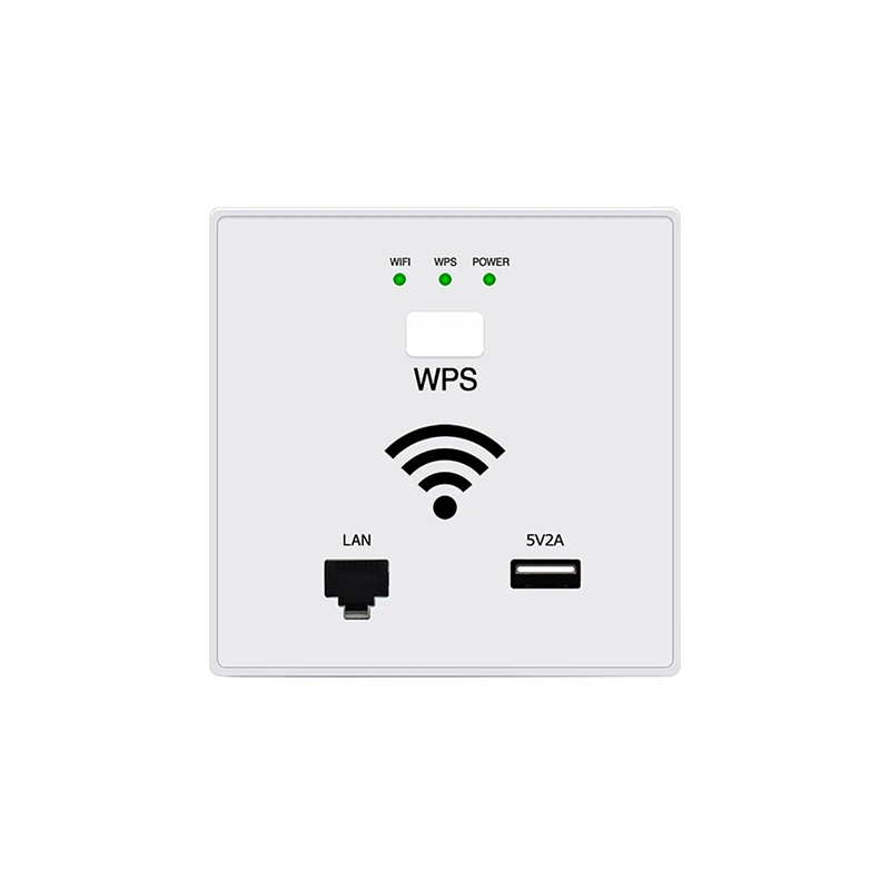 Белый Горячая 300 Мбит/с в стене AP WiFi точка доступа Беспроводная розетка для отеля Wi-Fi проект поддержка AC управление USB WPS шифрование - Цвет: Белый