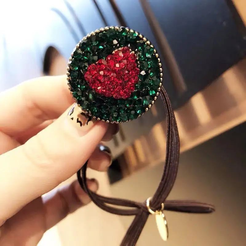 1 шт. в Корейском стиле Ins Wind Full Diamond Love эластичные резинки для волос для девочек женские аксессуары для волос модные элегантные головные уборы - Цвет: A1