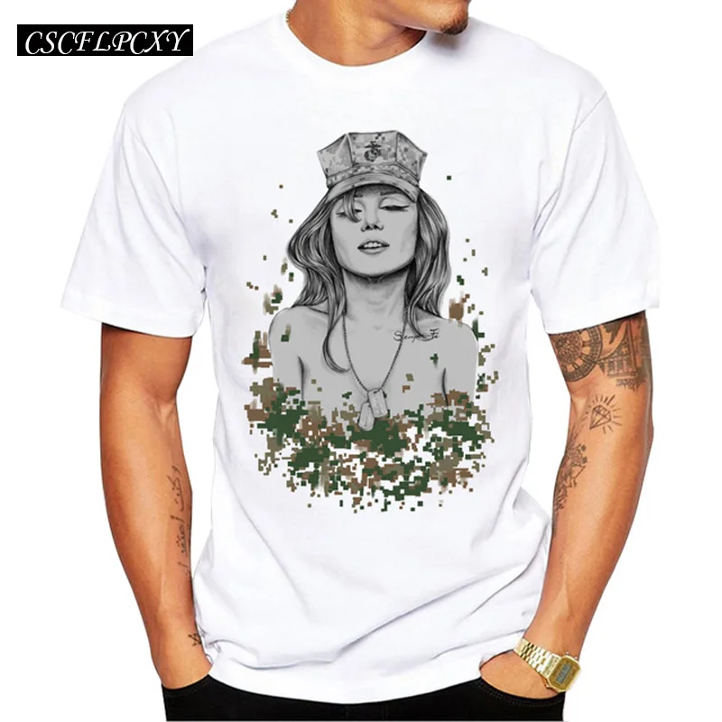 

2019 Men's Fashion Semper Fi-Dark T-Shirt Short Sleeve Round Neck Tops Hipster Girl Retro Printed T Shirts