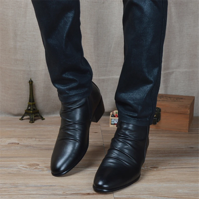 Fashion Genuine Leather Men Ankle Boots 