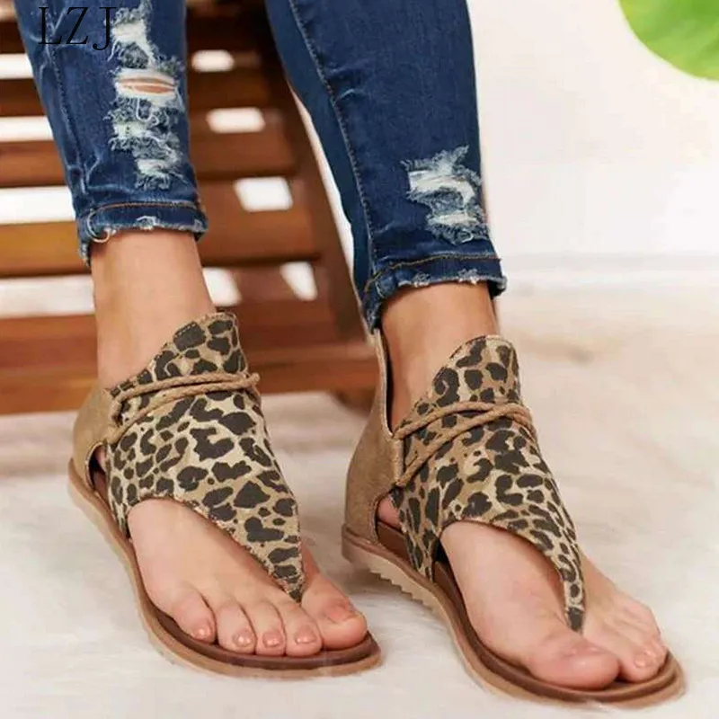 2020 Summer Hot Women Shoes Roman Flip-flops Non-slip Snake Pattern Women's Leopard Sandals Large Size 35-43 Platform Sandals