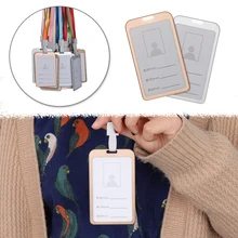 1 PC Aluminum Alloy Business Work Card ID Badge Vertical Metal Card Case Holders with Rope Office School Card Holder