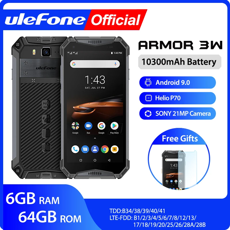 Смартфон Ulefone Armor 3W защищенный Android 9 0 Helio P70 6 + 64 ГБ NFC 4G LTE|Смартфоны| |