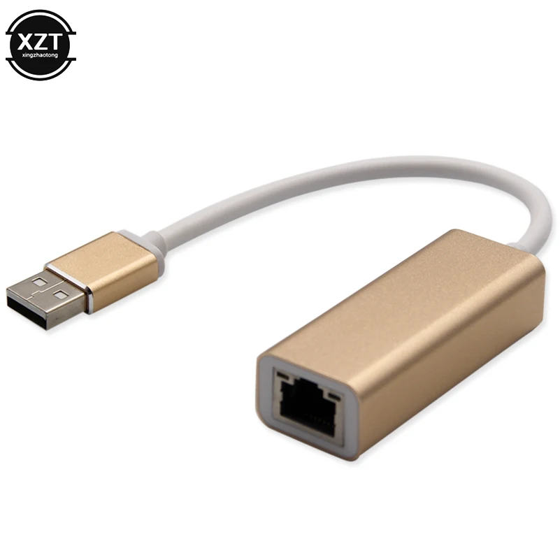 USB Ethernet USB 2,0 для RJ45 сетевая карта концентратора Lan для Windows XP/7/8/10 MAC LUX 10/100 Мбит/с Алюминий сплав Ethernet-адаптер - Цвет: Золотой