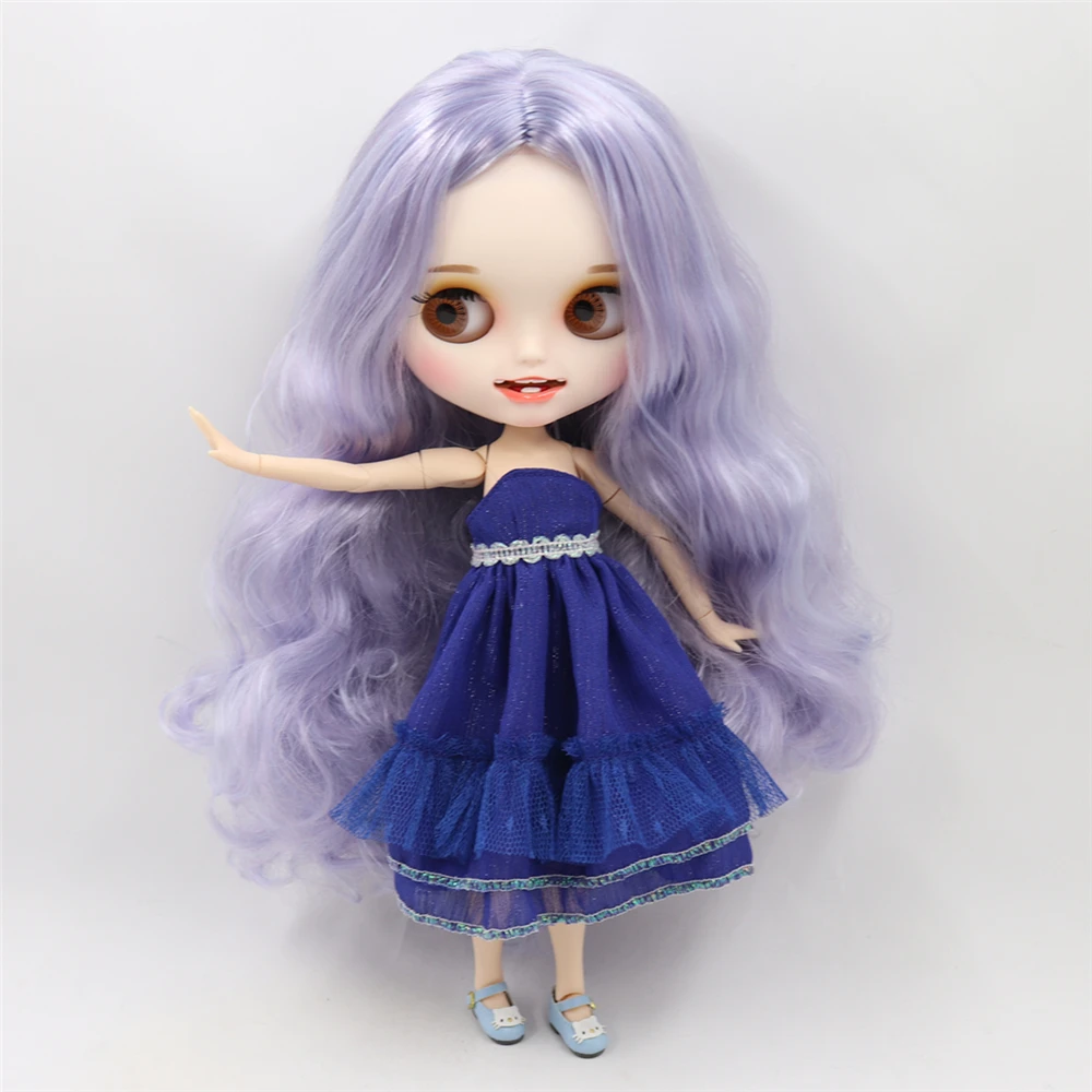 Blyth Обнаженная ледяная bjd кукла резные губы открытый рот матовая Заказная лицо фиолетовые волосы 1/6 суставное тело ледяная bjd DIY игрушка девочка подарок
