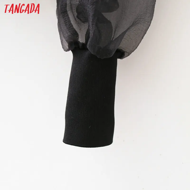 Tangada шикарный женский тонкий свитер, вышивка, сетка, пэчворк, прозрачный, длинный рукав, винтажный женский сексуальный вязаный джемпер, топы 1D145