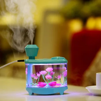 

460ML USB Fish Tank Humidifiers LED Light Air Ultrasonic Humidifier Essential Aroma Diffuser Mist Maker For Home Office Use