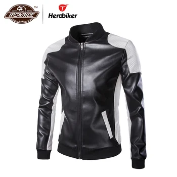 

Herobiker Classical Motorcycle Jacket Men Vintage Retro Casual PU Leather Jacket Punk Windproof Biker Motorcycle Moto Jacket