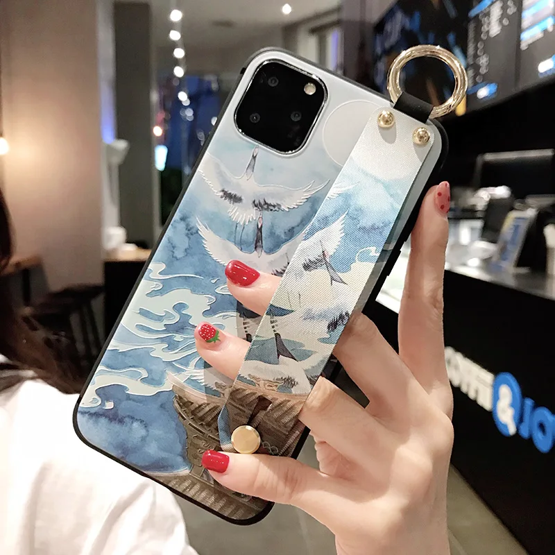 J Модный наручный Stap чехол для телефона для Coque samsung Note 10 Plus винтажная Цветочная накладка держатель для телефона для samsung S8 S9 S10 Note 8 9 10 - Цвет: J