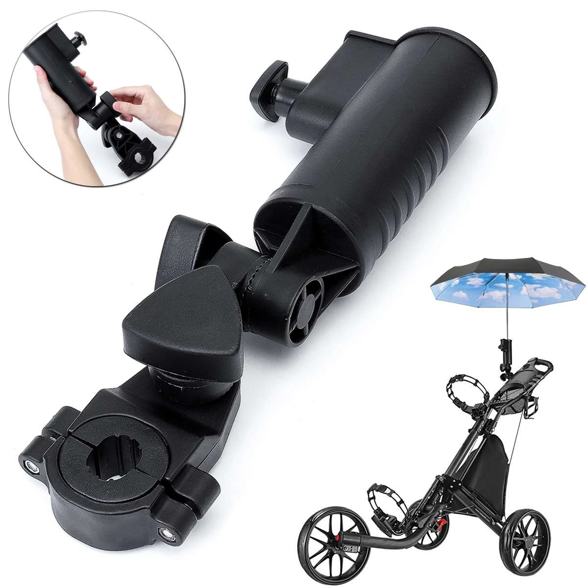 afgewerkt Zaailing trui Universal Adjustable Rotatable Umbrella Holder with 3 Size Clips, Stand For  Buggy Baby Stroller Pram Golf Cart Fishing Cycling|Golf Training Aids| -  AliExpress