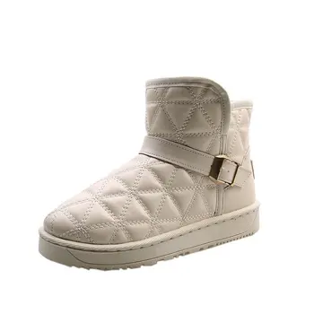 

Women 2020 Winter Flat Cotton Shoes Women Short Plush Light Waterproof Round Toe Ankle Boots Female White Warm Snow Boots
