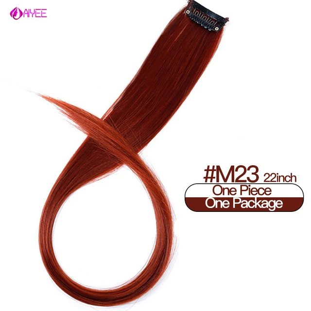 AIYEE Hair Extensions Pure RainBow Hairpiece Clip In Hair Piece Synthetic Long Straight Ombre Pink Red Rainbow Hair Piece 23