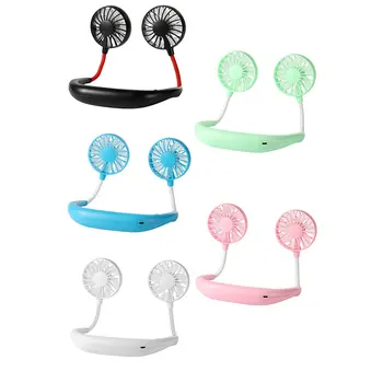 

Mini USB Portable Fan Neck Fan Neckband With Rechargeable Battery Small Desk Fans handheld Air Cooler Conditioner for Room