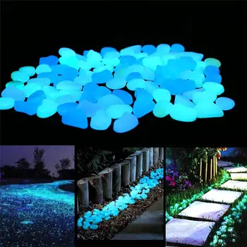 

300pcs Garden Glow in the Dark Luminous Pebbles for Walkways Plants Aquarium Decor Glow Stones Garden Decoration