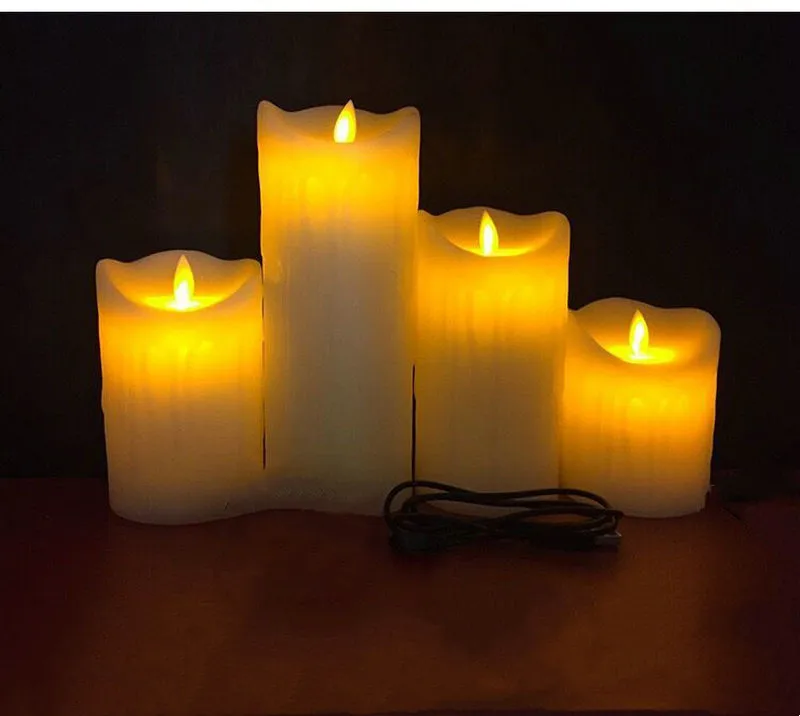 USB Rechargeable Flickering Paraffin Candle Flickering Pillar Tear