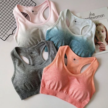 

NORMOV Women Seamless Fitness Bra Sexy Push Up Gradient Stretch Breathable Bra Tops Quick-Drying Workout Skinny Bra Female