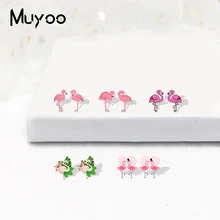 Модные Акриловые серьги Мультяшные милые розовые Фламинго серьги из эпоксидной смолы Тропическая Птица Фламинго серьги