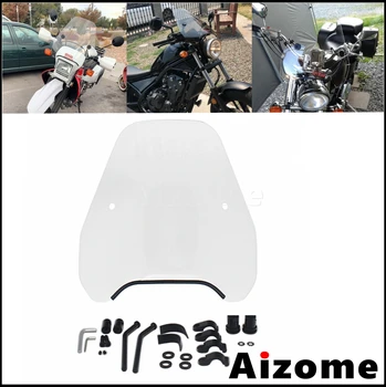 

For Honda Yamah Harley Cafe Racer 7/8" 1" Handbars Motorcycle Round /Rectangular Headlight Fairing Front Windshield Wind Screen