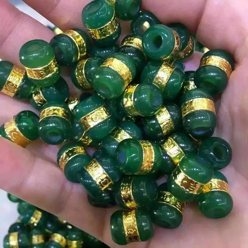 1pc Natural Hetian Jade (Jadeite) 24k999 Gold Lucky Tube Pendant | Украшения и аксессуары