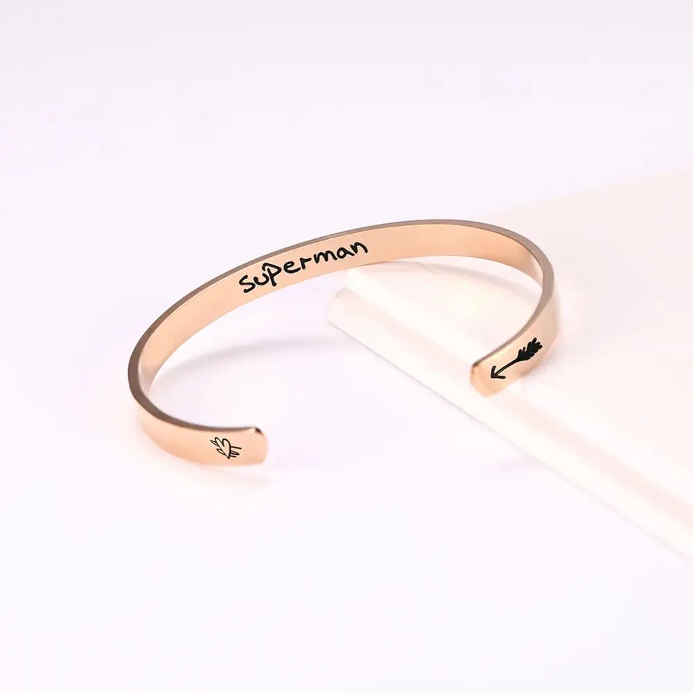 Rose Gold Color 1 Myshape, нержавеющая сталь, магнитные женские браслеты-манжеты, самоулучшение, слово, отважный Супермен, неограниченный потенциал, исцеление, Биотерапия - Окраска металла: Rose Gold Color 1