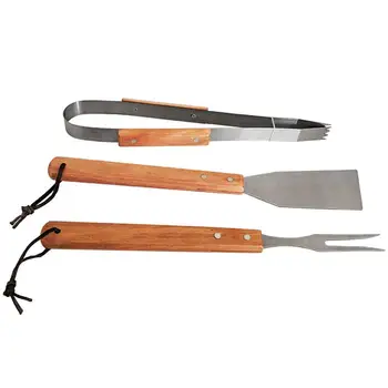 

3pcs BBQ Tool Set Heavy Duty Thicker Utensils Kit Professional Grade Barbecue Accessories For Outdoor Camping Cooking BBQ Tools