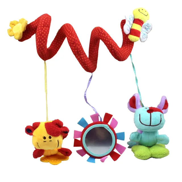 Baby Toy Gift Soft Multifunction Plush Animal Bed Rattles Mobile Car Safety Mirror For Baby 0~12 Month Infant Spiral Hanging Toy 2