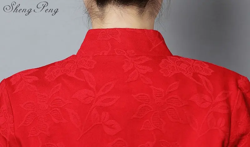 Традиционная китайская одежда для женщин cheongsam Топ воротник стойка Женские топы и блузки Восточная китайская одежда V1735