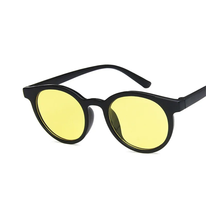 RBRARE/классические круглые детские солнцезащитные очки ярких цветов с Впадиной; детские солнцезащитные очки для улицы - Цвет линз: Black Yellow