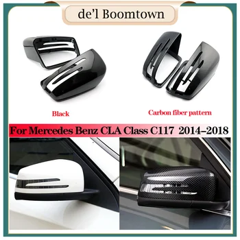 

New Side RearView Mirror Cover Replacement For Mercedes Benz CLA Class C117 2014-2018 Carbon fiber pattern Black Cover