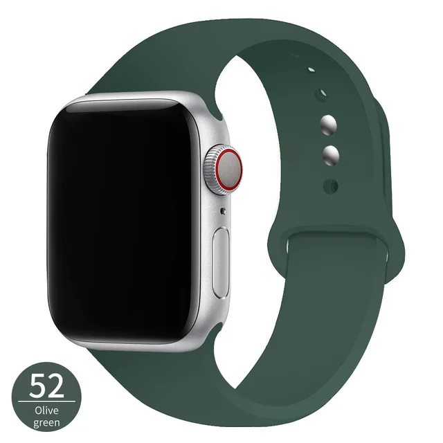 Silicone Strap For Apple Watch Band 42mm 45mm 38mm 44mm 40mm Smartwatch Rubber Sports Watchband Bracelet iWatch series 7 6se 5 4 Olive green