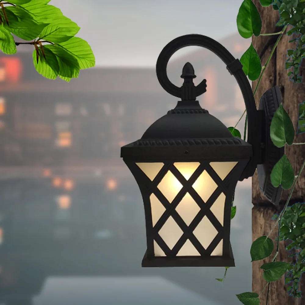 SANDIY Outdoor Wall Light Fixtures Vintage Porch Lamp Retro Sconce Black+Glass for Villa Balcony Aisle Garden Exterior Lighting