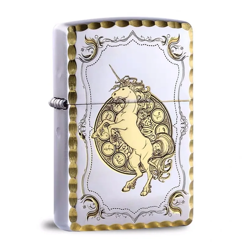 

Free shipping wind Angle of kerosene lighter carved beast men's gift