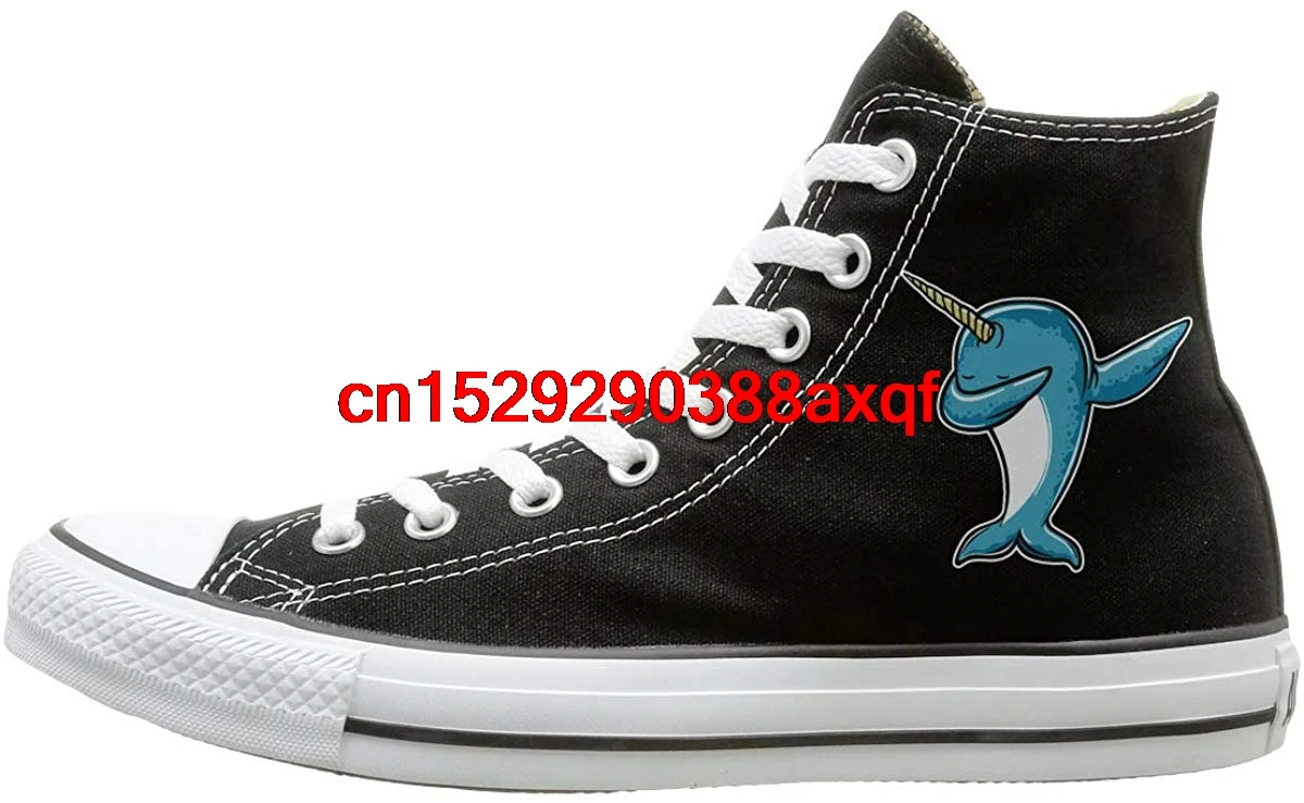 Canvas Shoes Dabbing Narwhal Casual High Top Lace Ups Canvas Sneakers For Unisex