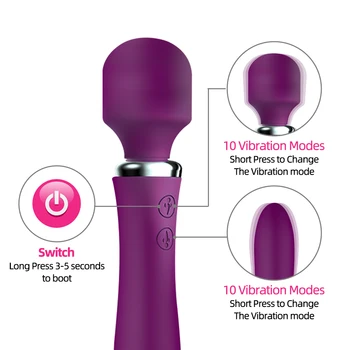 G Spot Dildo Vibrator 10 Vibrate Modes Powerful AV Wand Massager Adult Sex Toy for Woman Clit Stimulate Female Dildo Erotic Toys 3