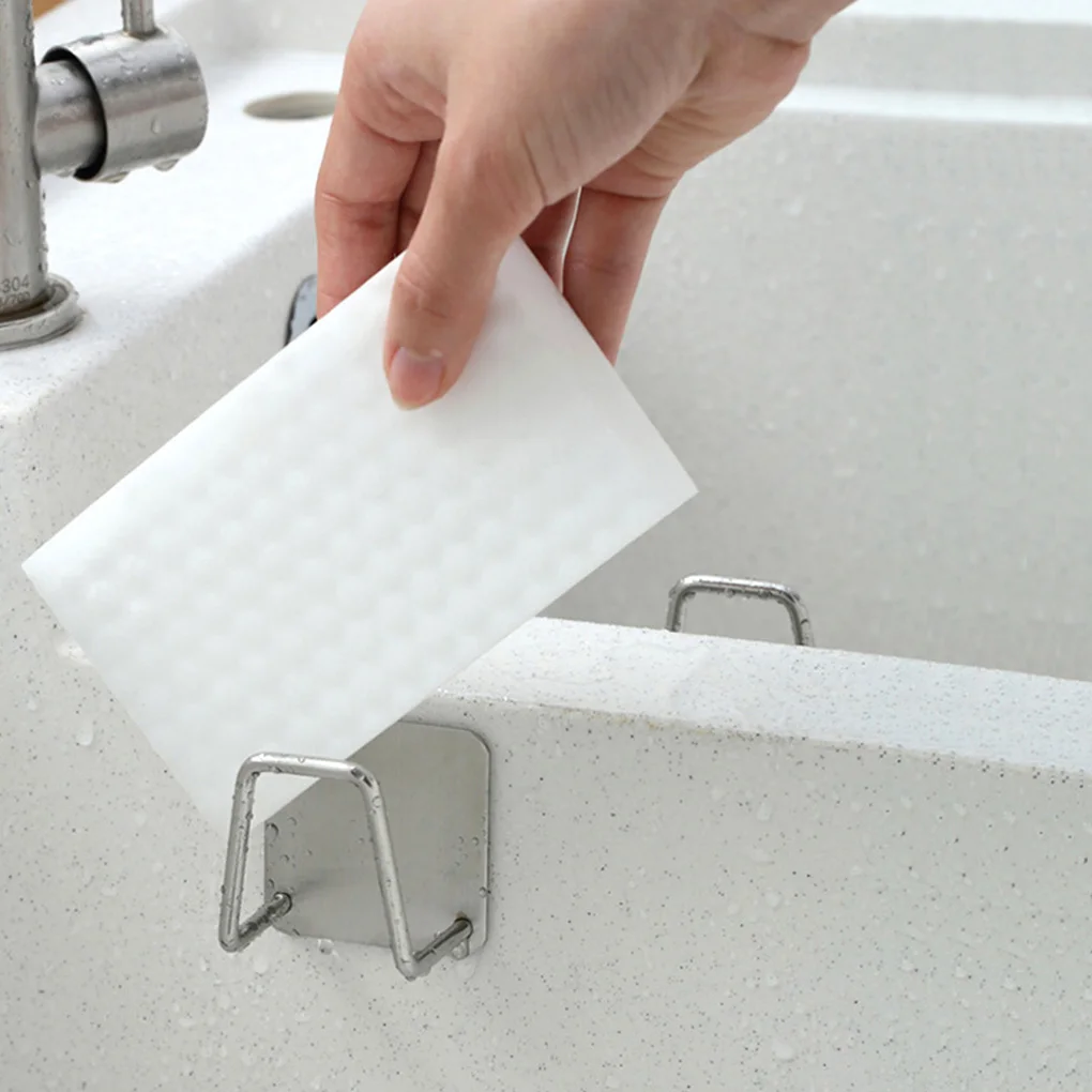 

Kitchen Stainless Steel Sponges Holder Self Adhesive Sink Sponges Drain Drying Rack Kitchen Sink Accessories Storage Organizer