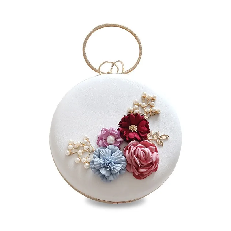 

Solid Color Fashion New Korean Style Flower Dinner Clutch Women's Mini Chain Mini Golf Bag round Shoulder/Crossbody Bag