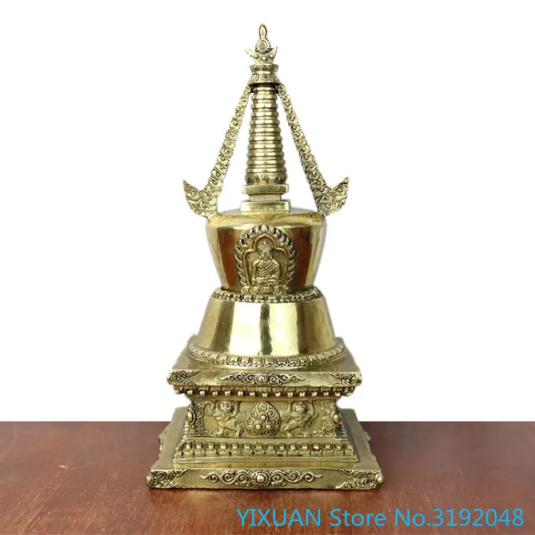 

Elaborate Tibetan Buddhism Brass Shakyamuni Pagoda Statue
