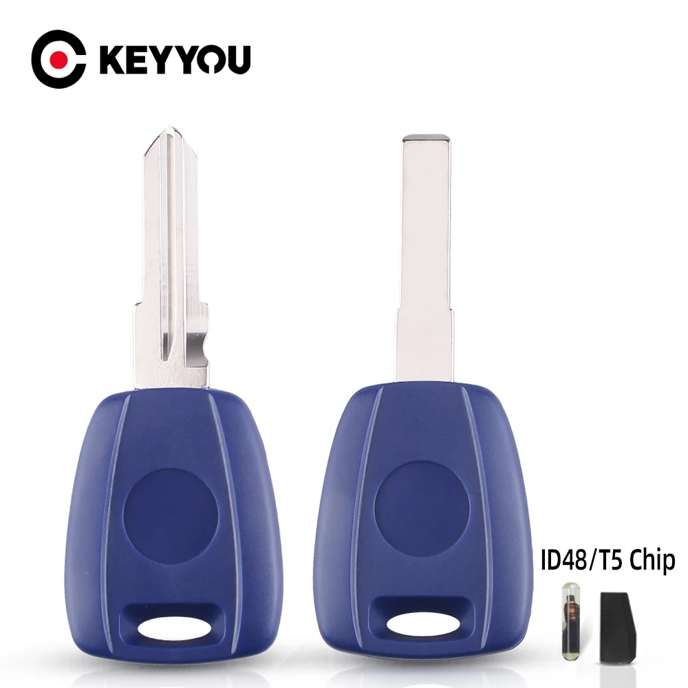 KEYYOU per la sostituzione della custodia chiave Fiat SIP22/GT15R guscio vuoto adatto per Fiat 500 Ducato Transponder lama non tagliata ID48/T5 Chip - Hb2e1e78a8d9443a8a9b8e7027798853dD