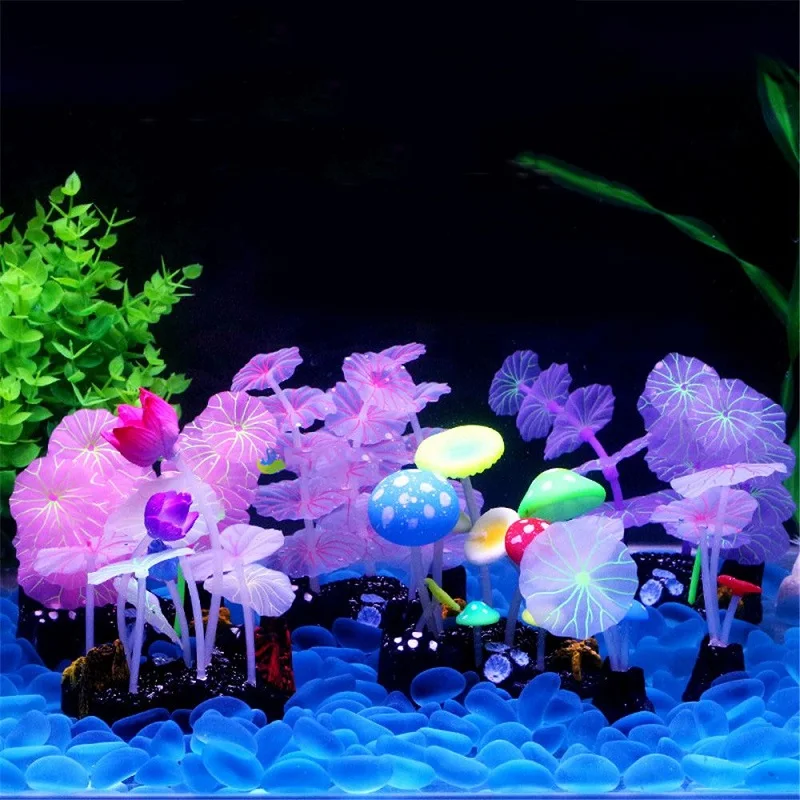 Aquarium-Luminous-Simulation-Plant-Decoration-Water-Grass-Lotus-Leaf-Mushroom-Fish-Tank-Artificial-Aquarium-Plant-Landscape.jpg Akvárium Világító Szimulációs Növény Dekoráció Víz Fű Lótusz Levél Gombatartály Mesterséges Akvárium Növény Tájkép - Image 2