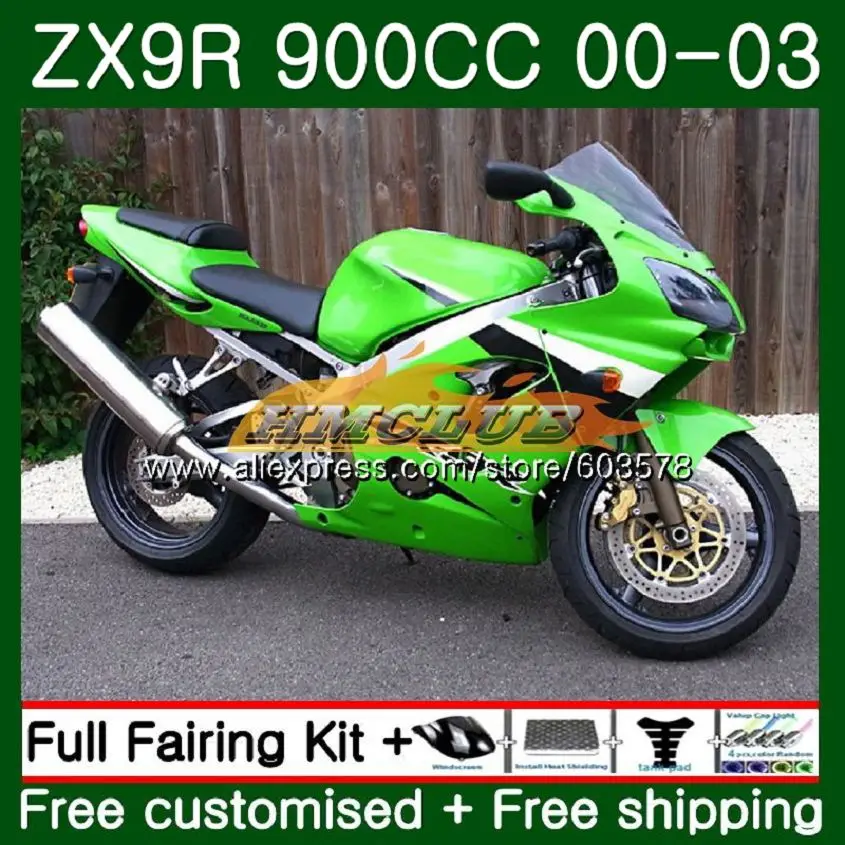 Body For KAWASAKI ZX-9R ZX 9R 9 R 900 ZX9R 00 01 02 03 111CL.29 Light green ZX900 ZX9 R 900CC 2000 2001 2002 2003 Fairings - Цвет: No. 1