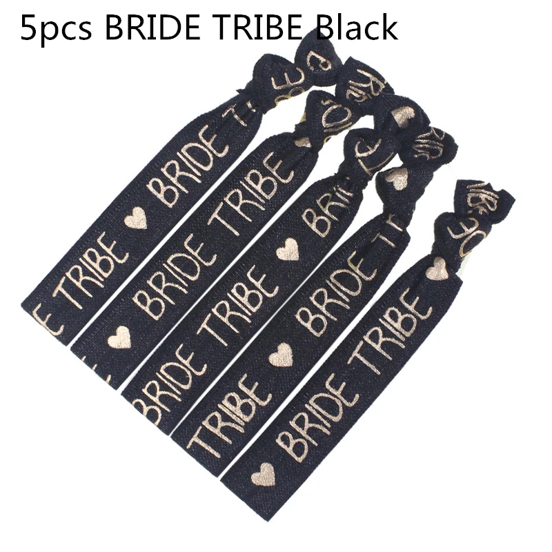 5pcs Black TRIBE Свадебные украшения; мягкие тапочки для невесты; кожаные туфли для невесты; вечерние туфли для девичника; Q - Цвет: 5pcs Black TRIBE