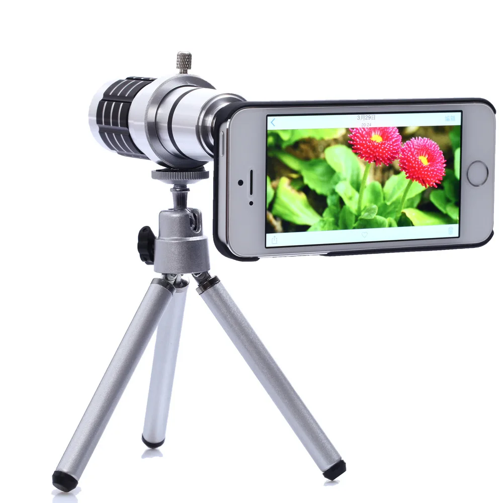 Yellow Monocular Binoculars 12x Zoom Monocular Telescope Outdoor Sports Mobile Support Telescope with Vision Watching Travelling