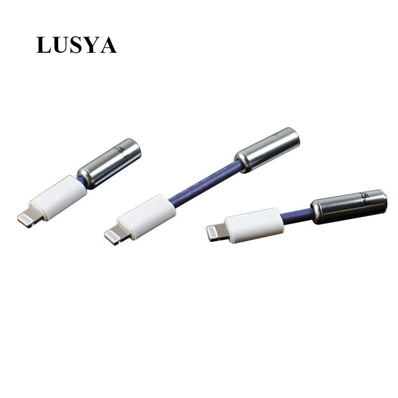 LUSYA 6N OCC Silver-plated Adapter For iPhone 7 8 XS 11 AUX Converter Lightning To 3.5mm 4.4mm 2.5mm Headphone | Электроника