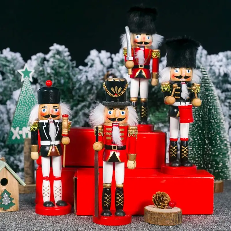 

Wooden Nutcracker Soldier Handcraft Doll Miniature Figurines Puppet Toy Classic Xmas Home Decoration Ornament