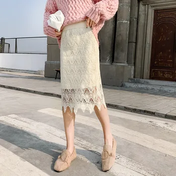 

Women's Fashion Spring Summer Skirts Womens Korean Slim Bodycon Pencil Skirt High Waist Elegant Lace Midi Skirt Women