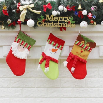 

New Christmas Decoration for Home 3pcs/set Christmas Stockings Santa Snowman Reindeer Gift Candy Bags Christmas Decor Ornaments