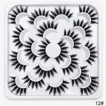 

10 Pairs 3D Chemical Fiber False Eyelashes Manual Reusable Lashes Natural Thick Fluffy Fake Lashes Makeup Beauty Extension Tools