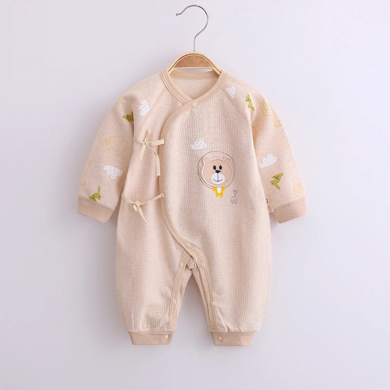 Детский комбинезон, повседневные пижамы, одежда для сна, детский цветной хлопковый комбинезон с длинными рукавами, Одежда для новорожденных, костюмы-комбинезоны - Цвет: khaki