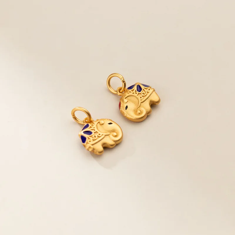 MEETSOFT 레트로 3D 코끼리 에나멜 18K 골드 도금 펜던트 매력 DIY 수제 만들기 용품 목걸이